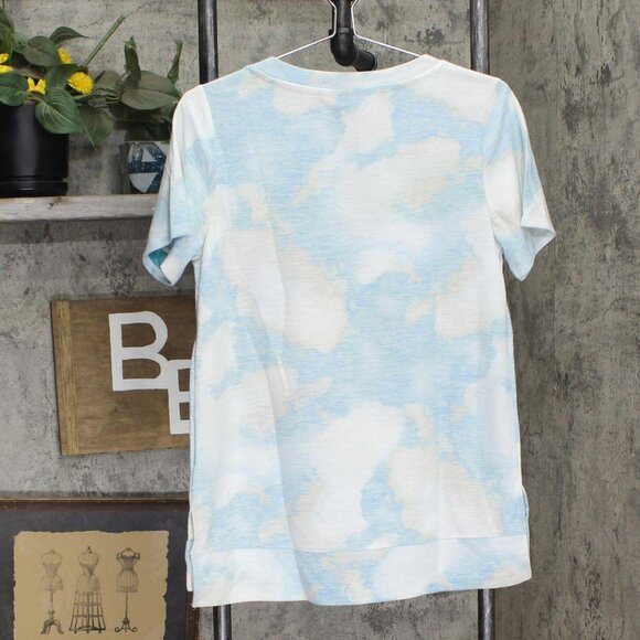 NWT Christopher & Banks Womens French Terry Short Sleeve Shirt 1574 S Blue Multi - Picture 2 of 5